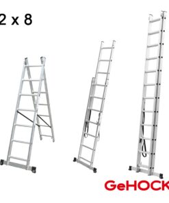 Διπλή Σκάλα Επεκτεινόμενη Αλουμινίου 2 x 8 Σκαλοπάτια GeHOCK-1