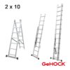 Διπλή Σκάλα Επεκτεινόμενη Αλουμινίου 2 x 10 Σκαλοπάτια GeHOCK-1