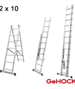 Διπλή Σκάλα Επεκτεινόμενη Αλουμινίου 2 x 10 Σκαλοπάτια GeHOCK-1