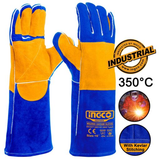 Γάντια Δερμάτινα Μακριά Ηλεκτροσυγκολλητών L-XL 16" 350°C-1