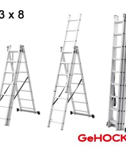 Τριπλή Σκάλα Επεκτεινόμενη Αλουμινίου 3 x 8 Σκαλοπάτια GeHOCK-1
