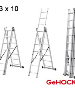 Τριπλή Σκάλα Επεκτεινόμενη Αλουμινίου 3 x 10 Σκαλοπάτια GeHOCK-1
